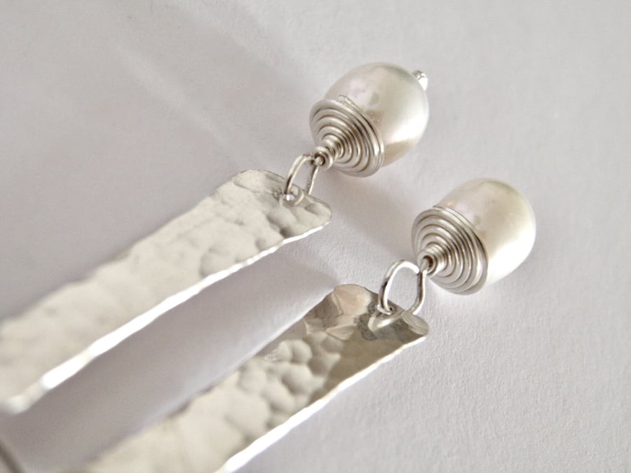 Pearl Earrings Handcrafted in Sterling Silver 