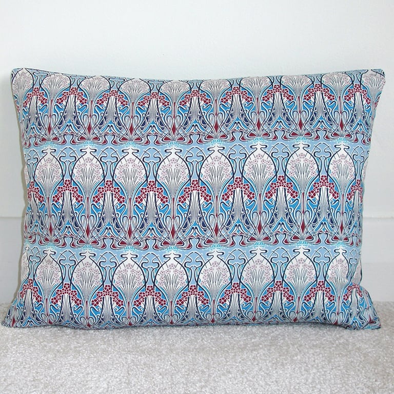 Cushion Cover Art Nouveau Blue Liberty Ianthe Oblong Rectangle Bolster Case