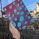 Handmade canvas bound sketchbook - Purple Lilypads