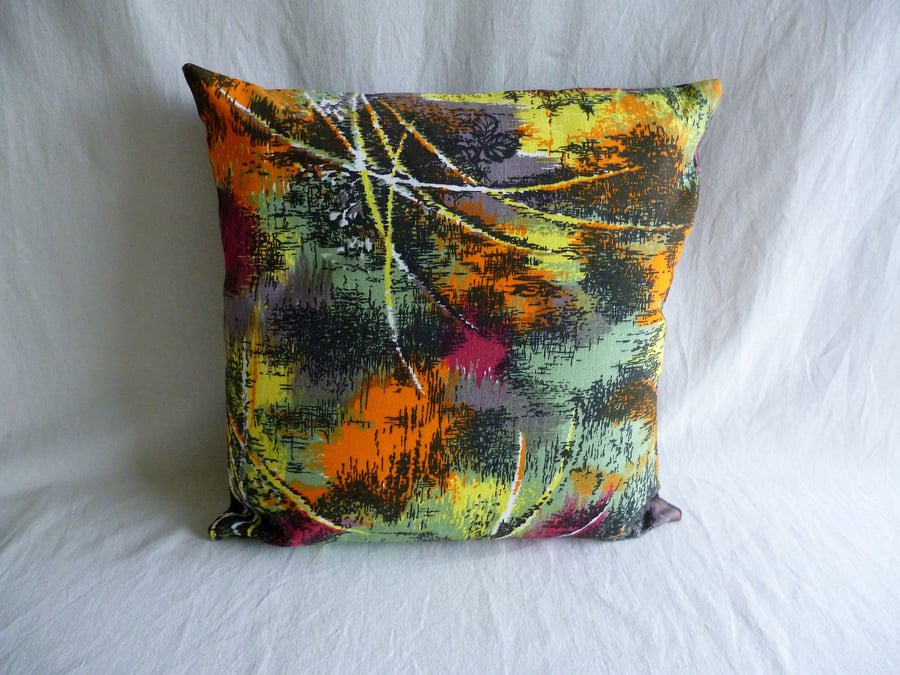  1960s multicoloured vintage fabric cushion cover