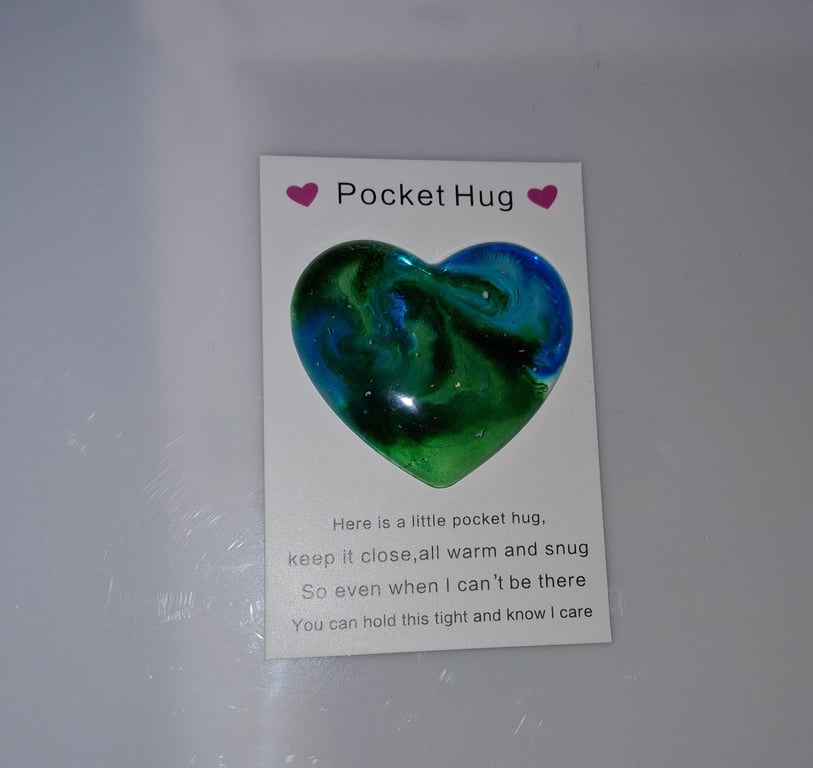 Pocket hug. Handmade epoxy resin heart.