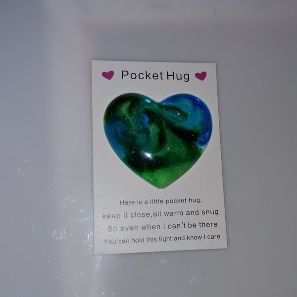 Pocket hug. Handmade epoxy resin heart.