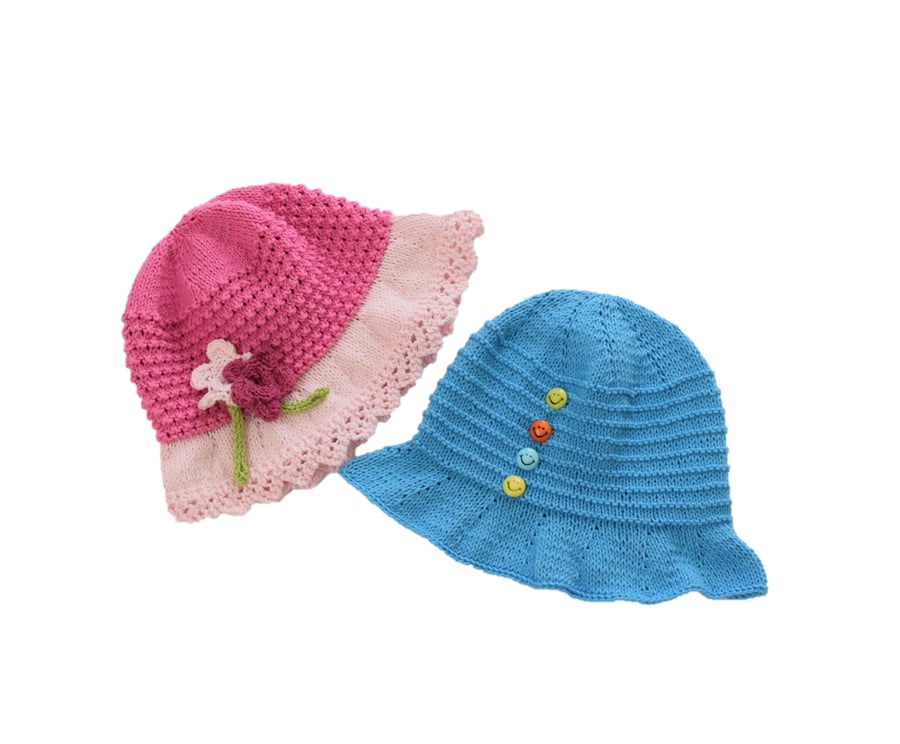 Summer Sun Hats.  Digital Knitting Pattern