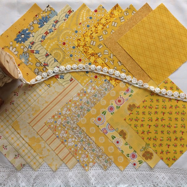 Charm squares in sunshine yellow, 20 x 5".
