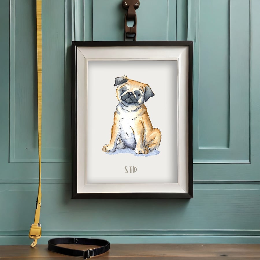 Pug Personalised Dog Print
