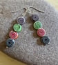 Spiral glass bead dangle handmade earrings 