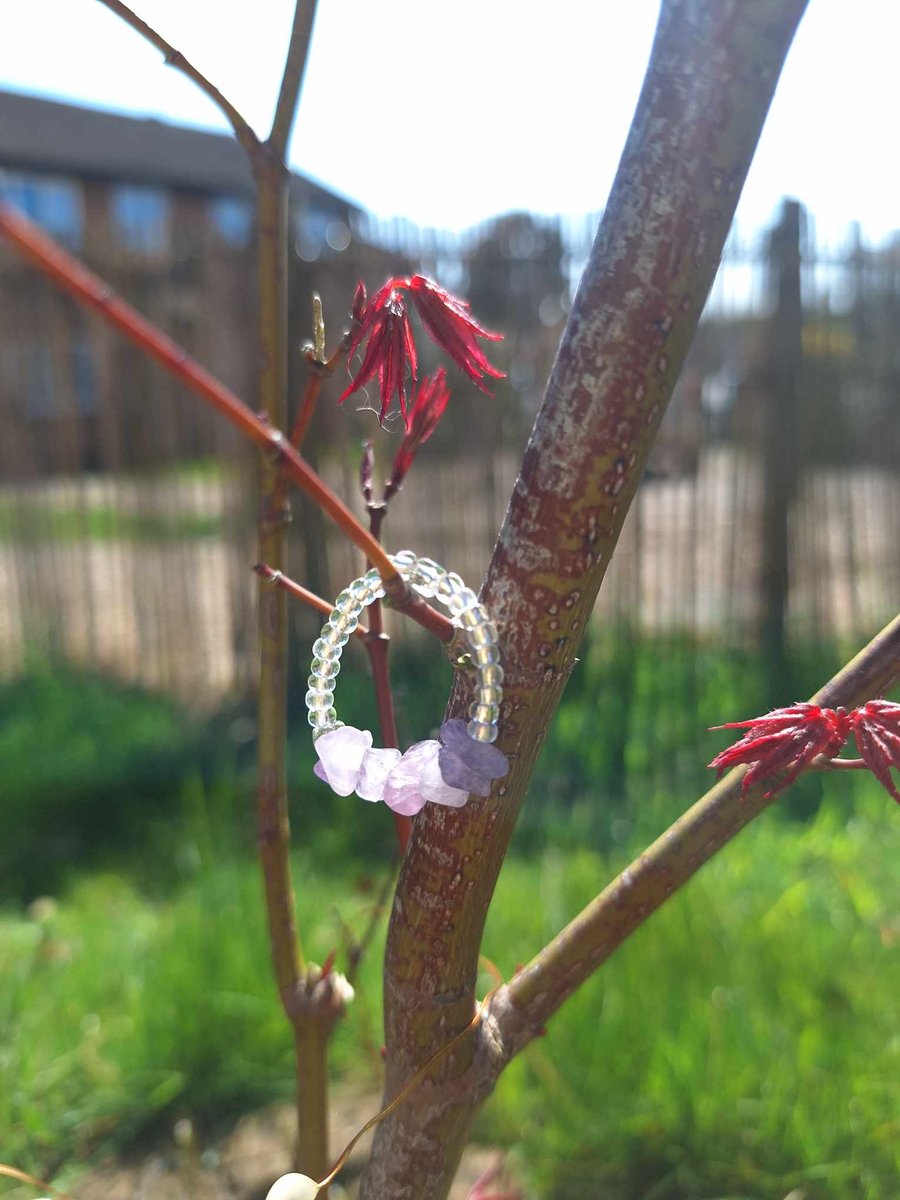 Amethyst Gem Stone Chip Ring Crown Chakra 