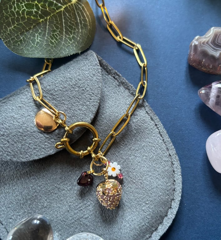 Quirky sparkle strawberry necklace 