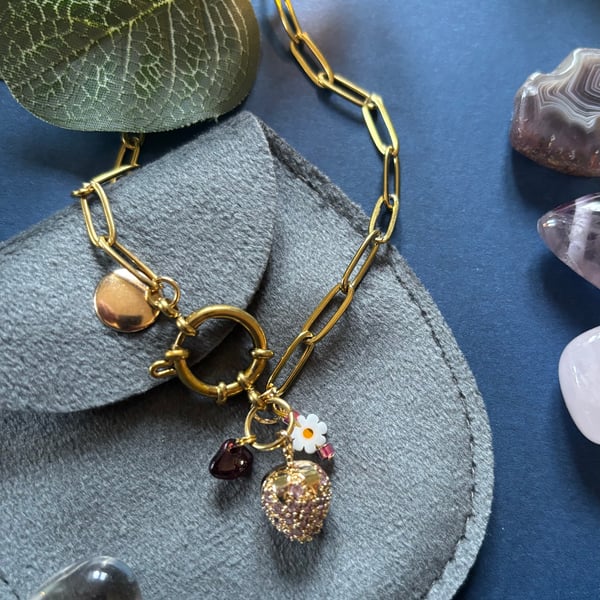 Quirky sparkle strawberry necklace 