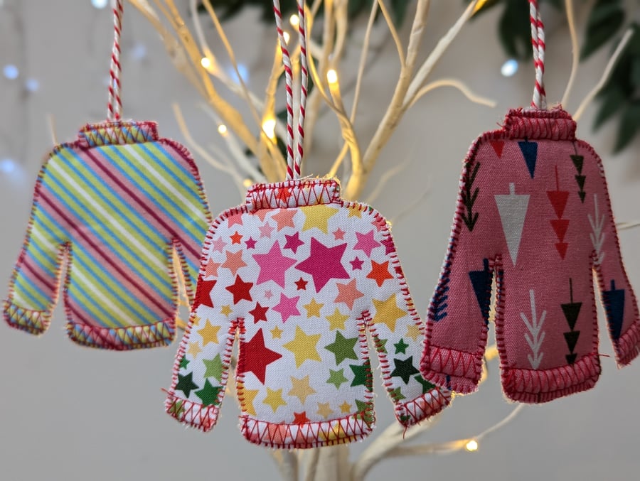 Set of 3 Xmas Tree Decorations -  Christmas Jumpers