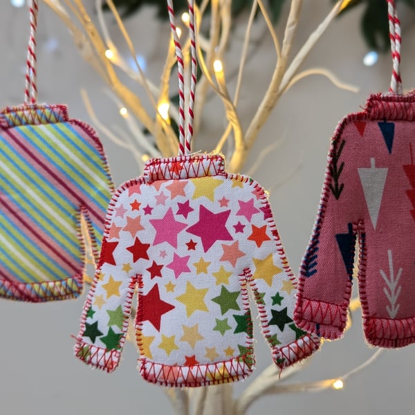 Set of 3 Xmas Tree Decorations -  Christmas Jumpers