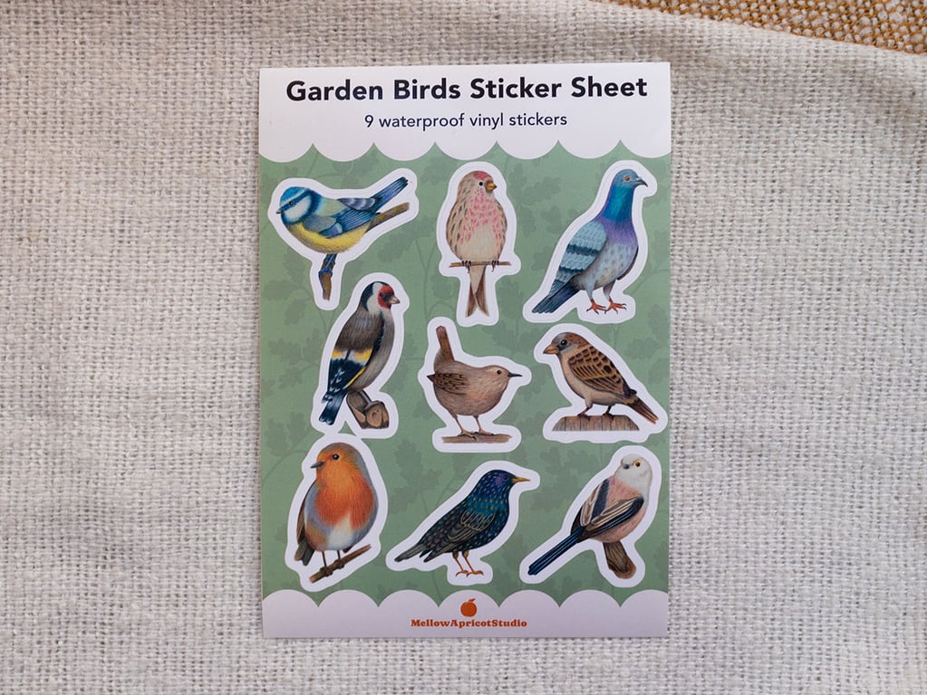 British Garden Birds - A6 Vinyl Sticker Sheet