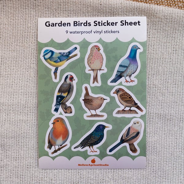 British Garden Birds - A6 Vinyl Sticker Sheet