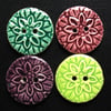 set of four large floral ceramic buttons 