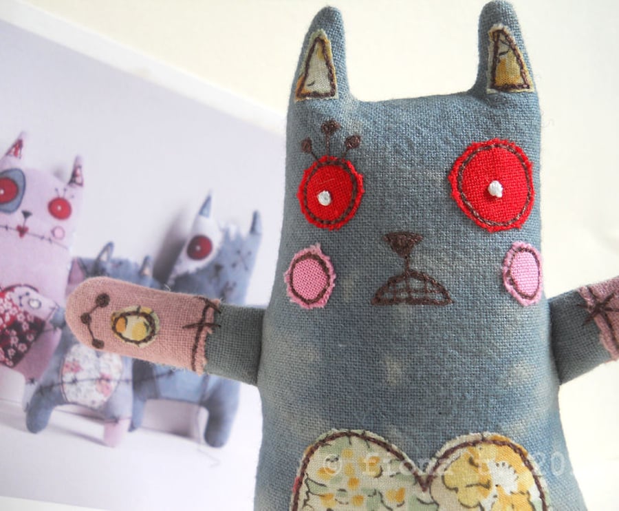 embroidered zombie kitten - amelia