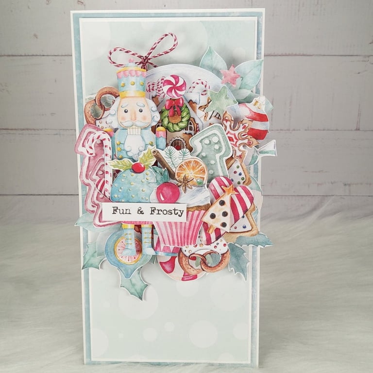 Handmade Christmas Card (34) Nutcracker & Festive Sweets Design.