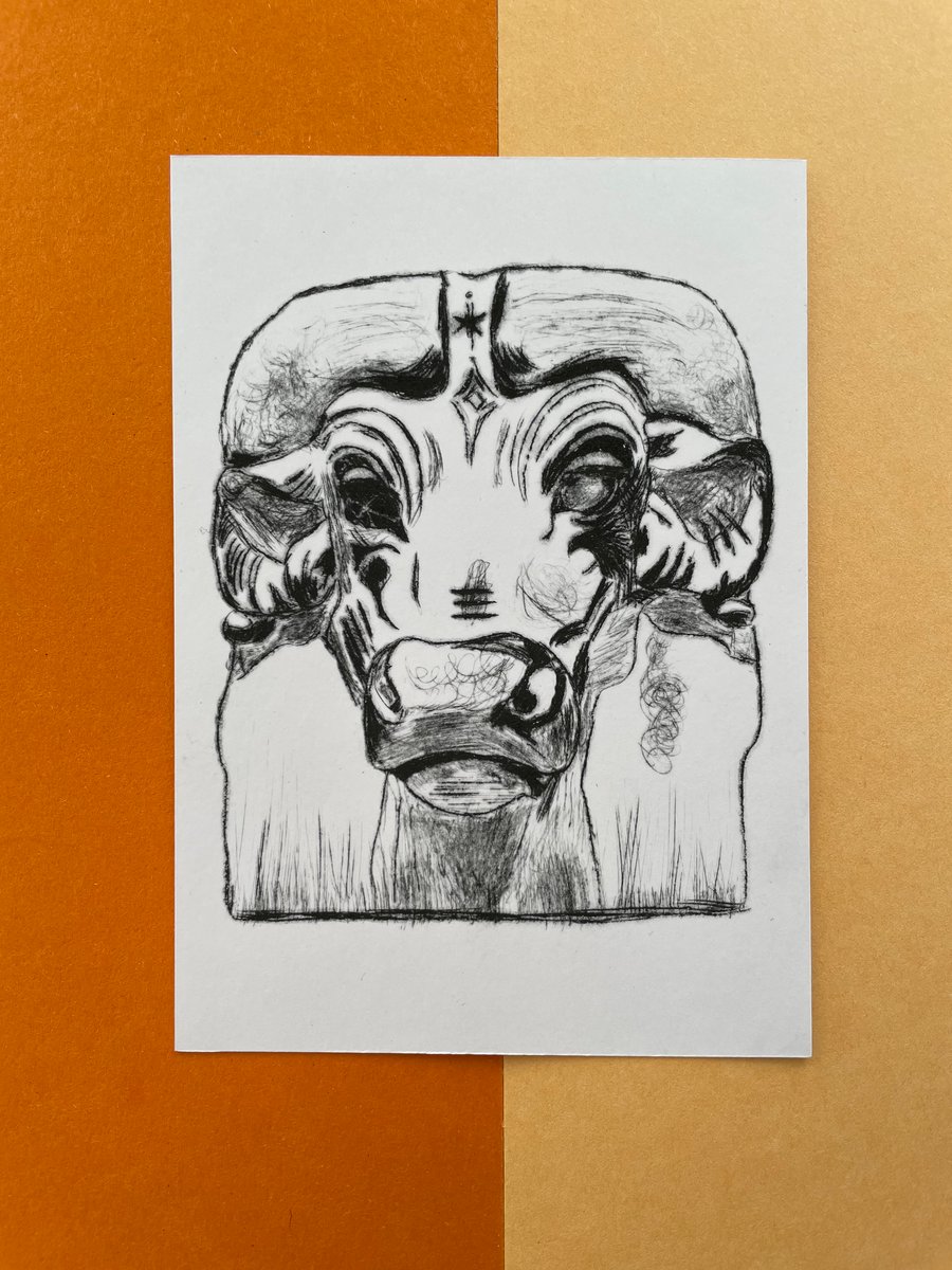 Buffalo Bust Original Drypoint A6 Print