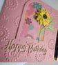 Sunshine Yellow Polka Dot Flower in Pink Arch - Birthday Card  - Image 3