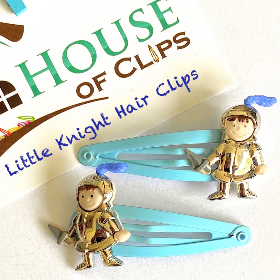 Knight Hair Clips x2 - Princess Hair Clips - Princess Fairytale Hair Clips - Fun
