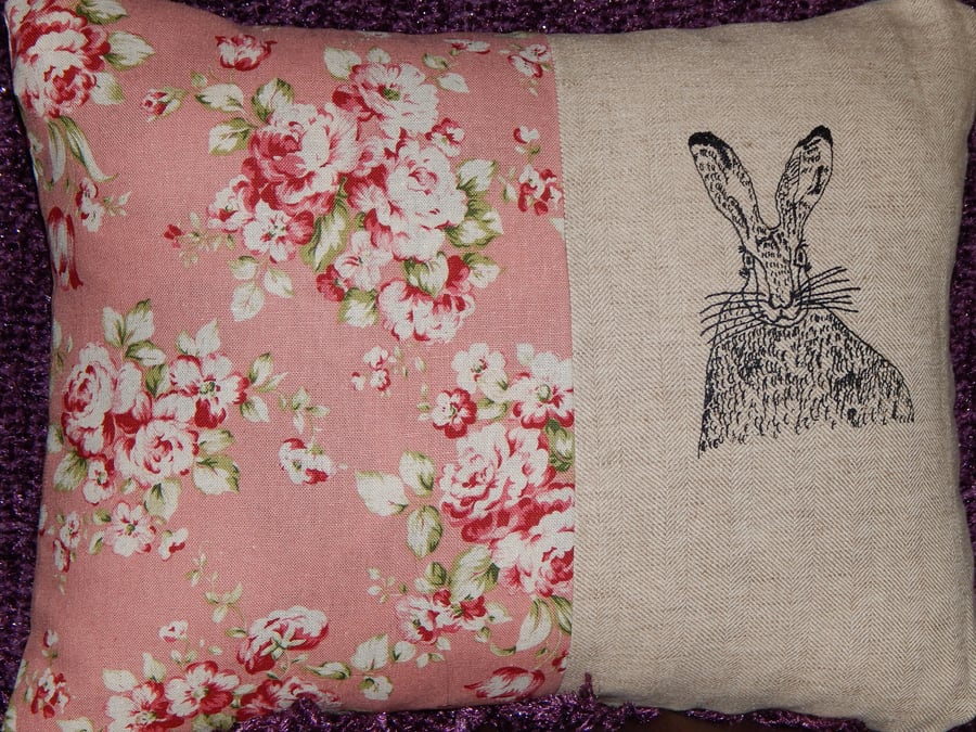Hare - Screen printed cushion. 33cm x 26cm
