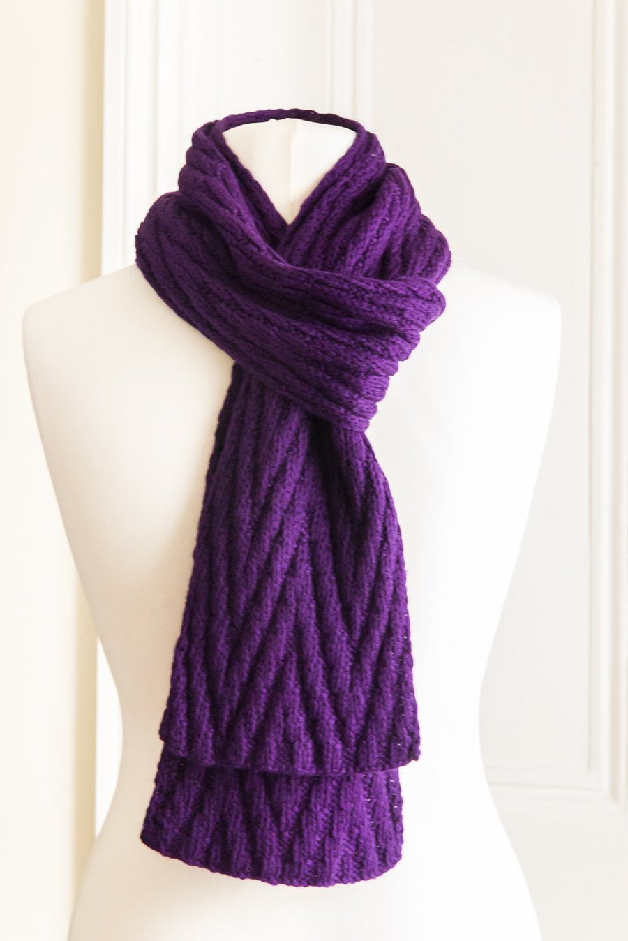 This scarf would be great for a guy or a girl - warm, reversible, hand knit