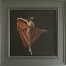Vailed Dancer Oil Painting, Figurative Ballerina Art, Framed Canvas