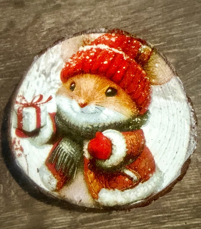 Wooden Disc Christmas Coaster 