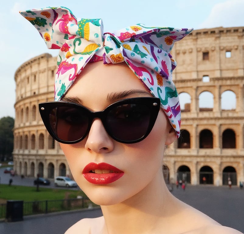 1950s Retro Rockabilly Headscarf  Bandana Handmade Seahorse Print