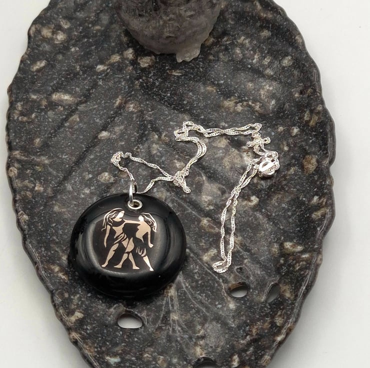 Gemini Fused Glass Pendant with Real Platinum L... - Folksy