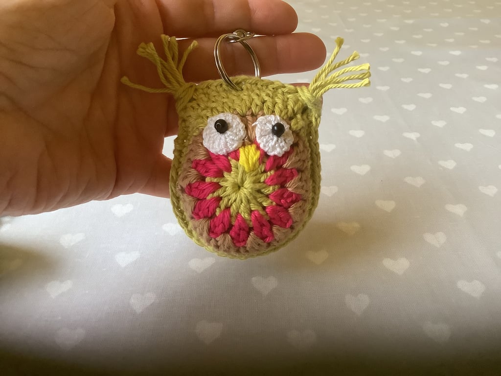 Mandala good luck owl keyholder