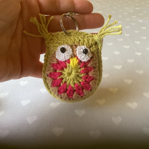 Mandala good luck owl keyholder