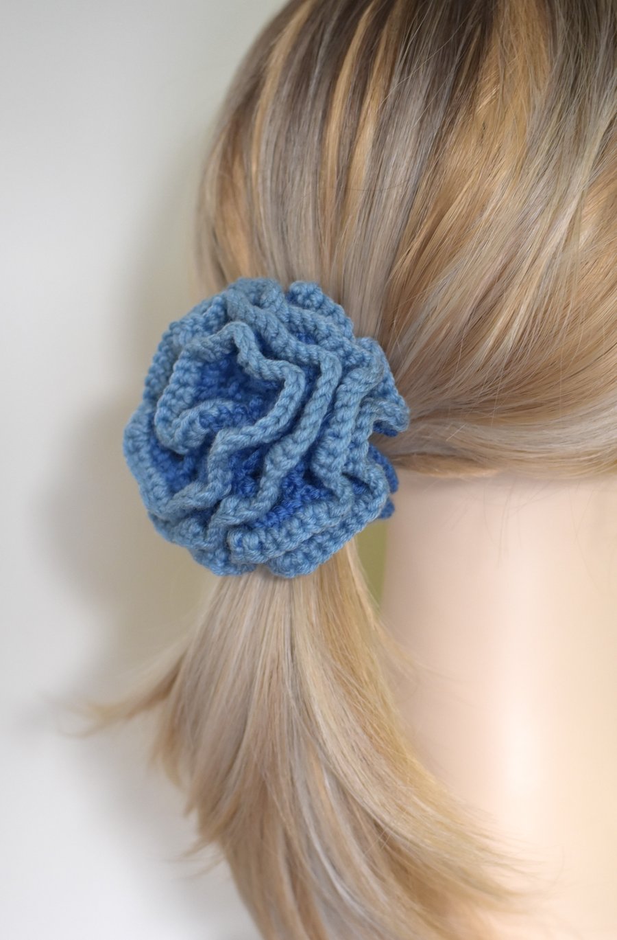 Handmade Merino Wool Crochet Hair Scrunchie - Natural Fibre Tie, Hair Accessory