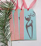 CHRISTMAS GIFT tags ( set of 3) .Winter . Deer. Retro .Kitsch.  - Image 1