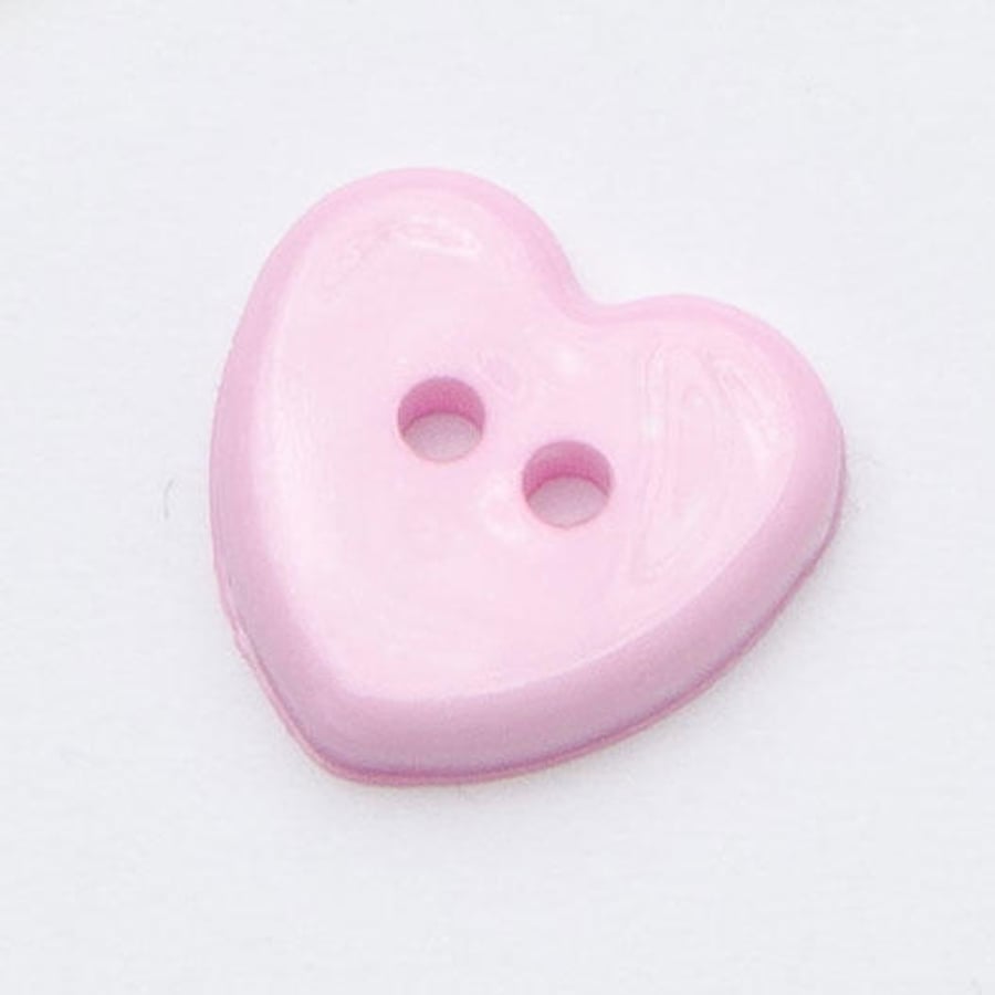 10 Pink heart buttons 13mm