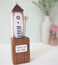Tall Wooden Sea Hut with Clay Flower and Seagull 'Home by the Sea'