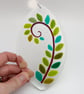 Fused Glass Fern Ellipse Hanging - Handmade Glass Suncatcher - Image 2