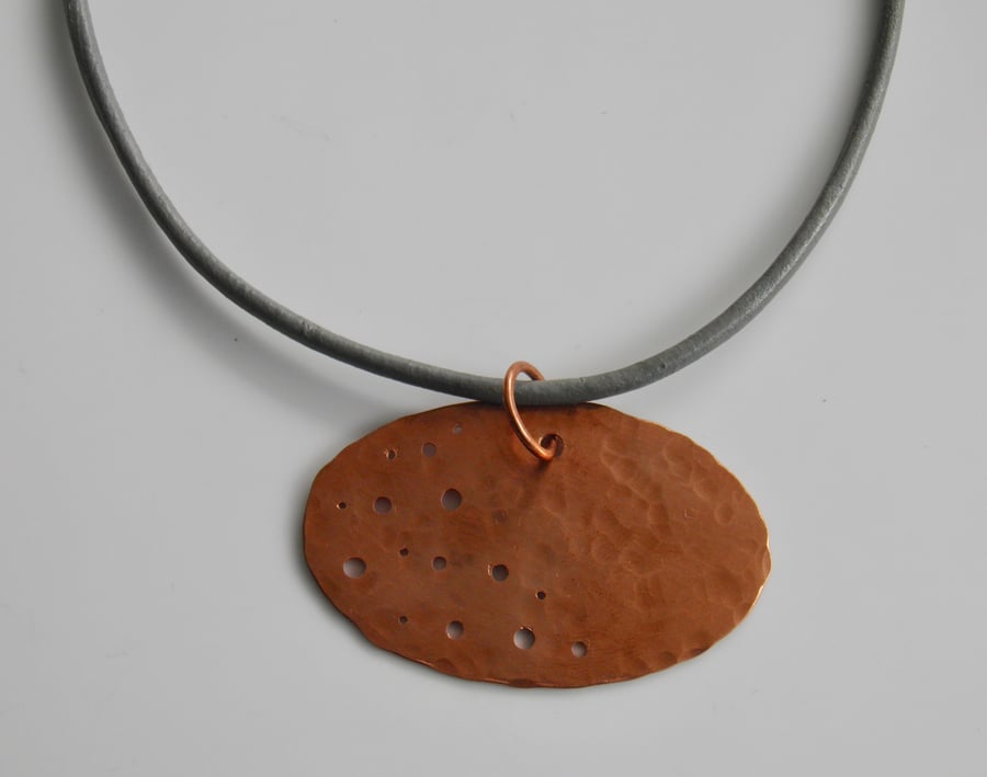 Copper Choker on Leather