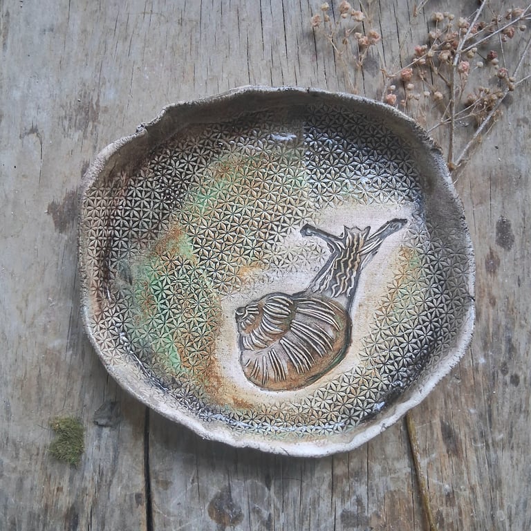 Brian the snail cake plate, stoneware ceramic saucer pottery