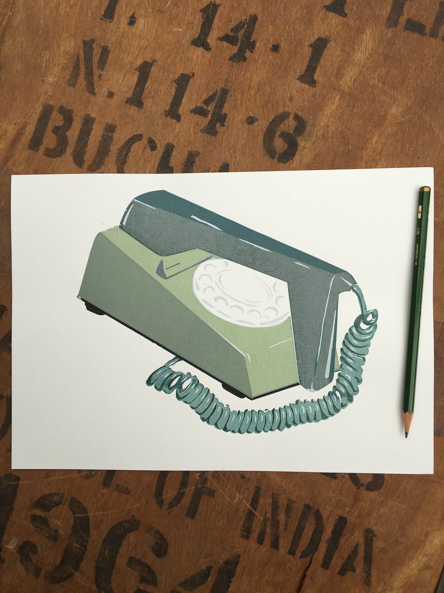 Two-Tone Green Dial Trimphone - Handmade Silkscreen Print