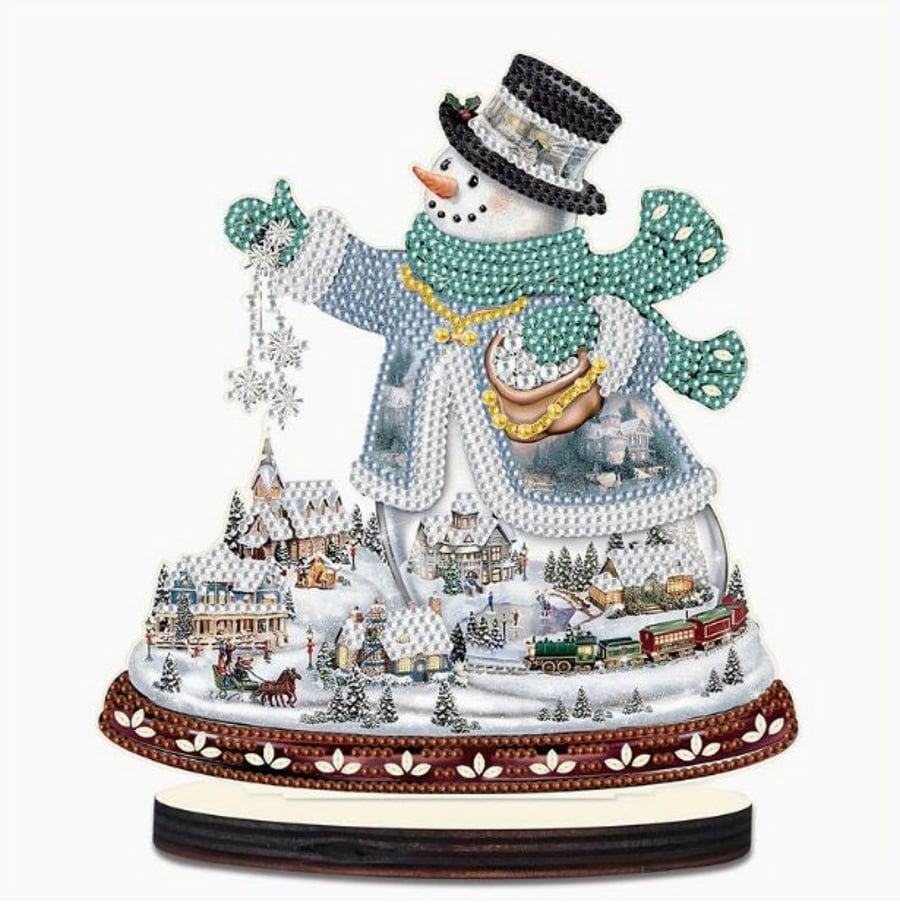 5D DIY Christmas Snowman with Scarf Diamond Painting Kit Crystal Embroidery Rhin