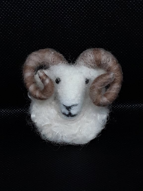 Needle Felted Rams Head Realistic 