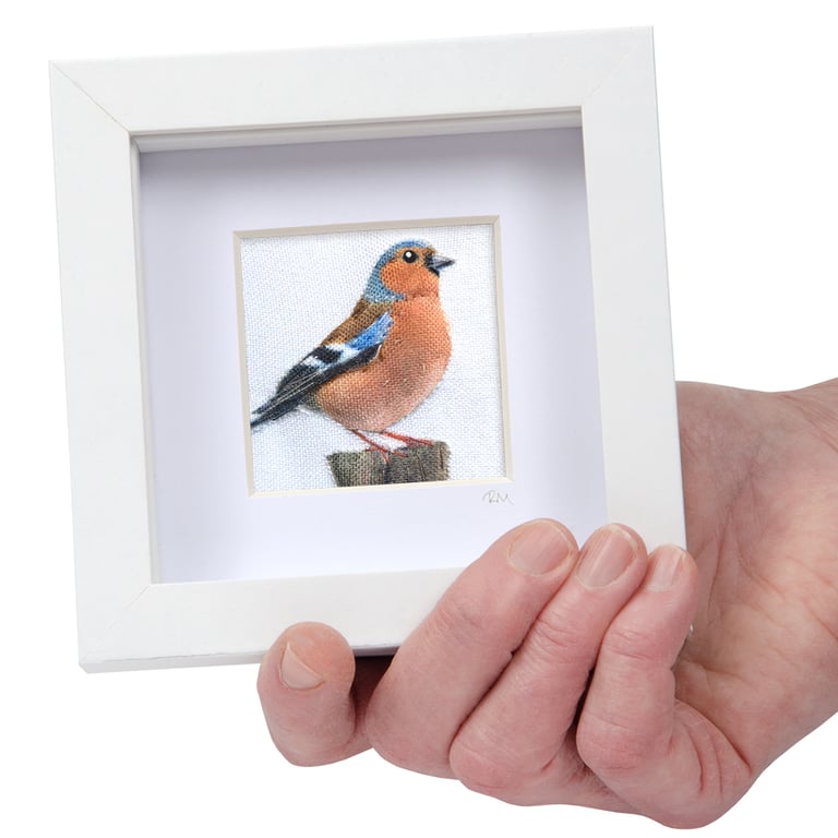 Chaffinch, little 3D fabric chaffinch picture framed, chaffinch gift