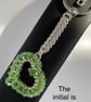 Green Crystal Open Heart Handbag Charm, with a Chainmaille Chain and Keyring  - Image 4