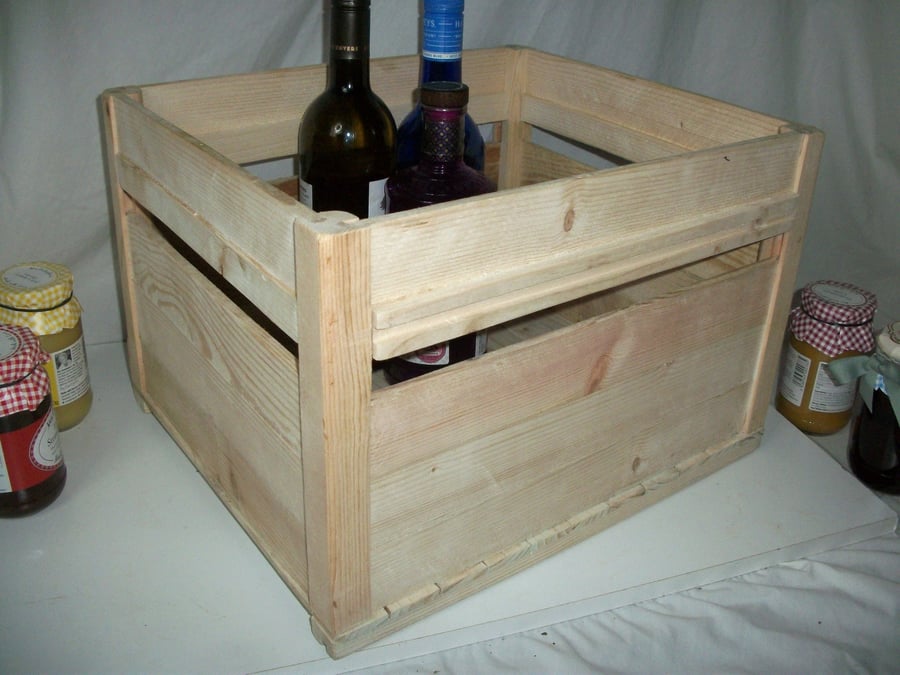 Natural unpainted storage box crate for home