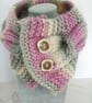 Cable Knit Neck Warmer in Misty Pink, Handmade Scarf, 100% Pure Wool Scarf