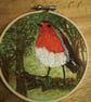 Embroidered robin in woodland . - Image 4
