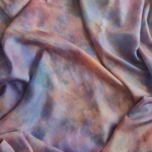 Large square silk scarf in pink and blue and white