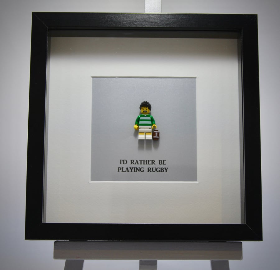 I'd Rather be Playing Rugby mini Figure frame.