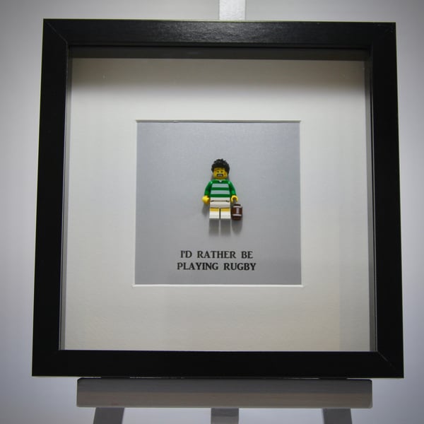 I'd Rather be Playing Rugby mini Figure frame.