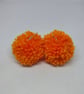 Orange pom pom earrings  - Image 1